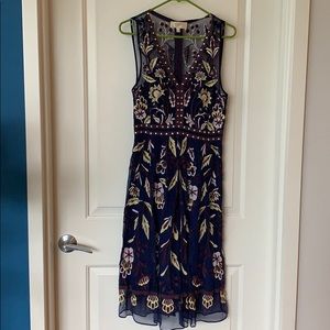 Anthropologie blue/lace/embellished dress - SIZE 6
